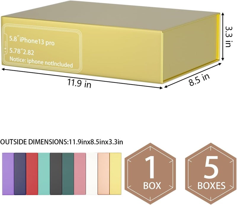 ROSTELACK Gold Gift Boxes 11.9" x 8.5" x 3.3" with Magnetic Closure Lid Gift Box for Presents,Bridesmaid Gifts Boxe,Cute Boxes,Birthday Gift Box,Luxury for Gift Packaging, Magnetic Gift Boxe for Wrapping Gifts - Image 2